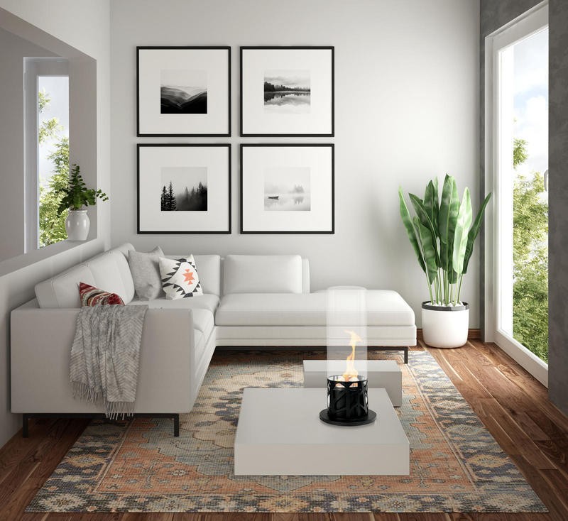 Schwarze freistehende Bioethanolkamine 20,3 x 20,3 x H 50 cm