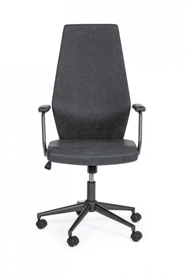 Jamie schwarzer Kunstleder-Bürosessel mit hoher Rückenlehne