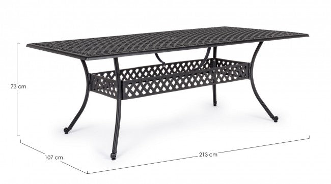 Ivrea rechteckiger Anthrazit-Außentisch 107 x 213 cm