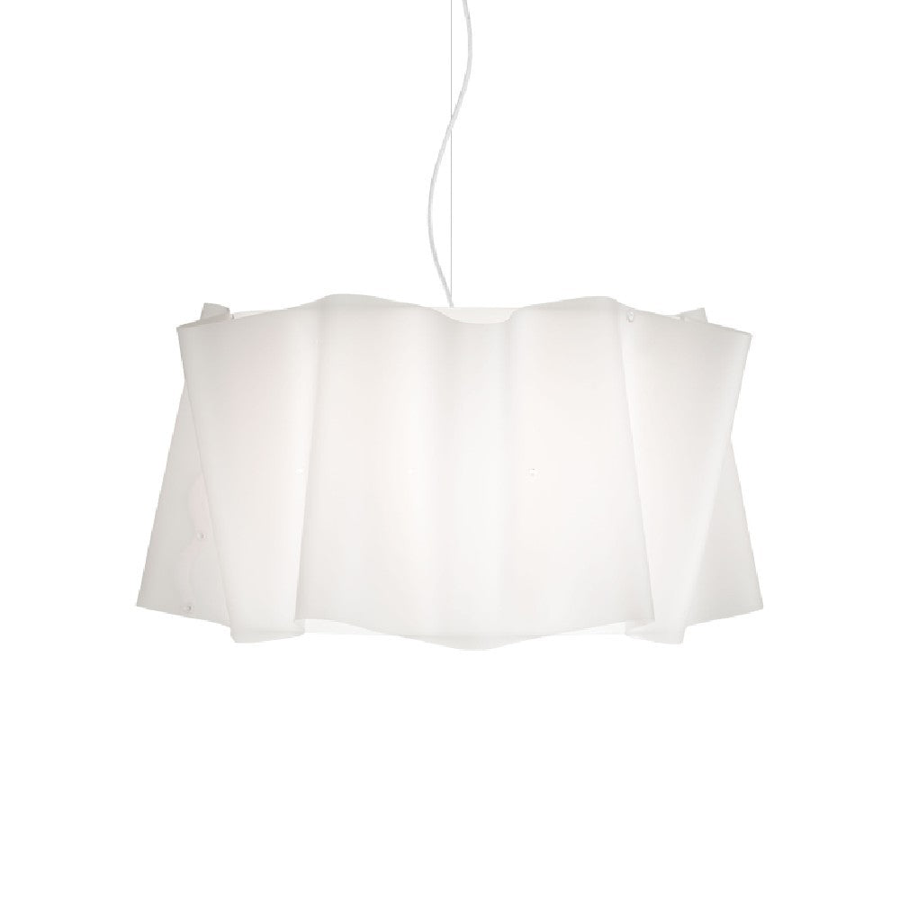 5-flammiger weißer Hängeleuchter aus verchromtem Metall cm. 60 x 32 h