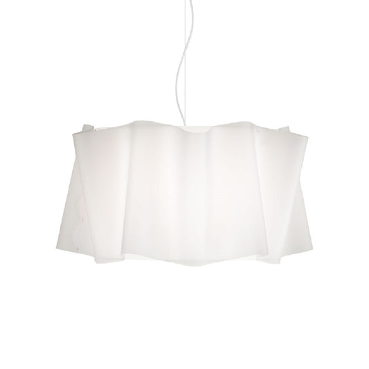 5-flammiger weißer Hängeleuchter aus verchromtem Metall cm. 60 x 32 h