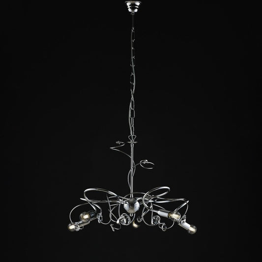 Moderne Lampenlampe Eisen chromate cromat cromed strass in Kristall 5 Licht 54xh.44 cm