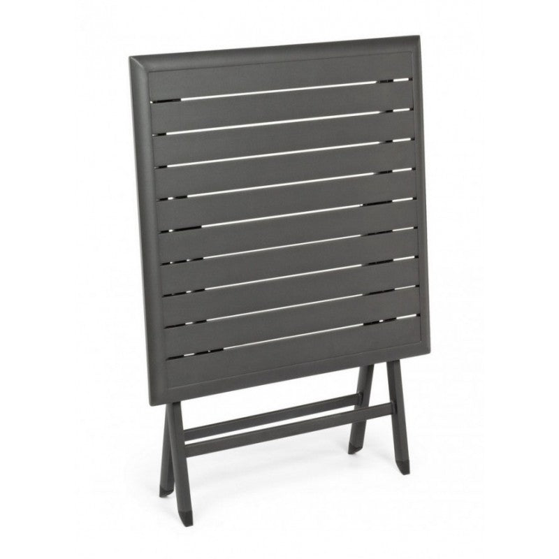 ELIN Anthrazitfarbener Aluminium-Klapptisch für den Außenbereich, 70 x 70 x 71 cm