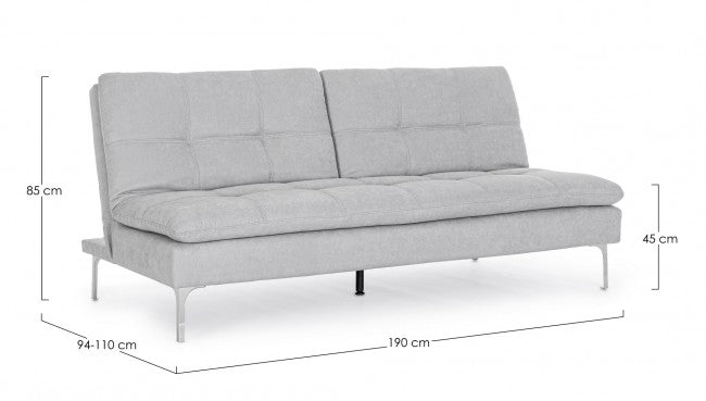 Hellgraues 3-Sitzer-Schlafsofa Leon aus Stoff, L190 cm