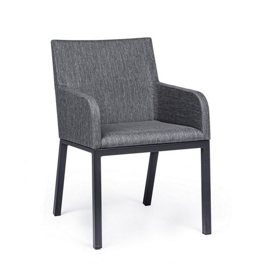 Outdoor-Stuhl mit Armlehnen aus anthrazitfarbenem Stoff OWEN JX55 55x62x h82 cm