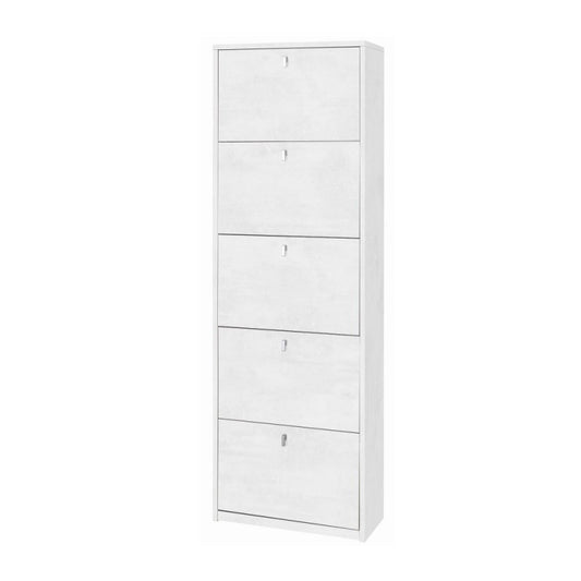 Scarpiera slim rettaspazio 5 ante Bianco Ossido 63x29x h190 cm