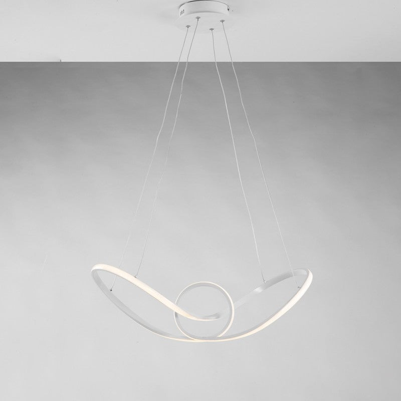 Hängeleuchter aus weißem Metall und Aluminium mit integrierter LED, 68 x 24 x H 150 cm