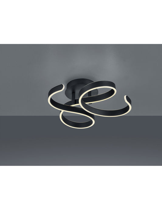 Francis Vortici Anthrazit LED Deckenleuchte 40w Dimmbar Trio Lighting