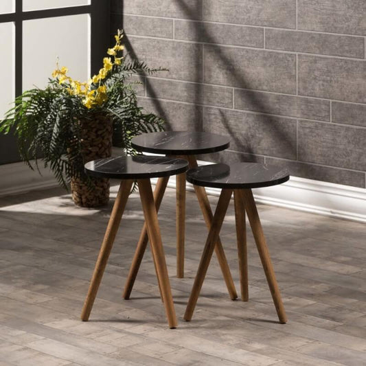 Tris Couchtische Nisa 38 schwarz mit Holzbeinen