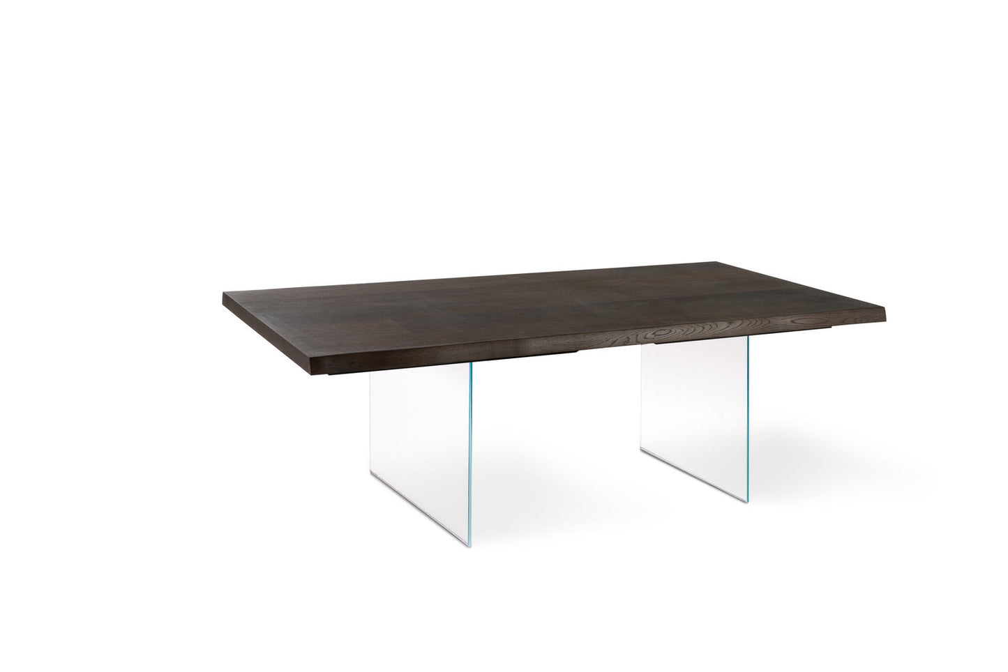Ausziehbarer Tisch aus wärmebehandelter Eiche und Glasbeinen 200/300x100 cm