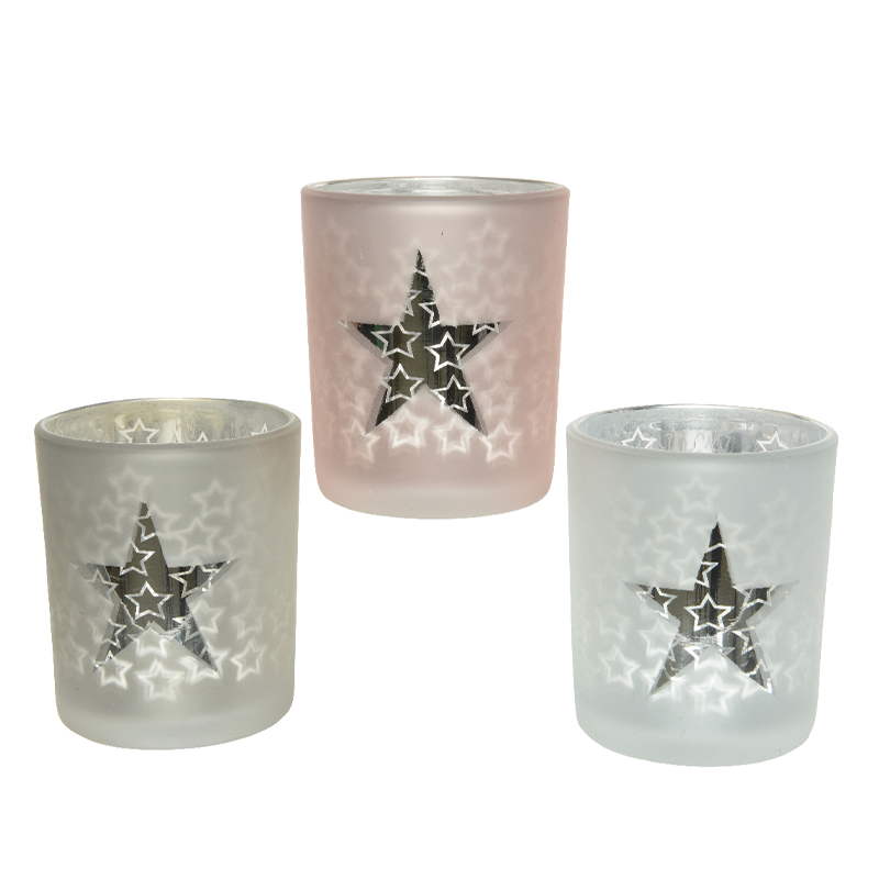 Candela-Anschluss mit farbigen farbigen Sterns H 8 cm