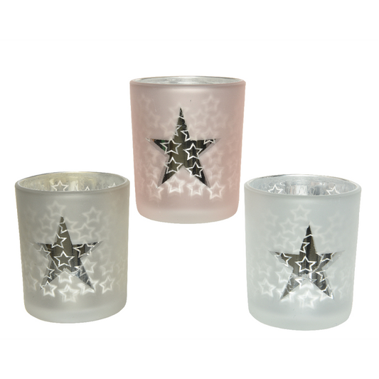 Candela-Anschluss mit farbigen farbigen Sterns H 8 cm