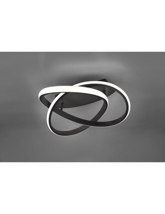Course Deckenleuchte Anthrazit Spirale Led 18w Dimmbar Ø45 cm Trio Lighting