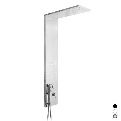 Trendige Wohnwand aus glänzendem Edelstahl