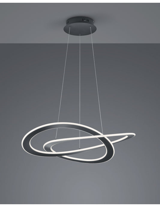 Moderne Suspendierung 2 Cerchi Led Oakland Anthrazit Trio Lighting