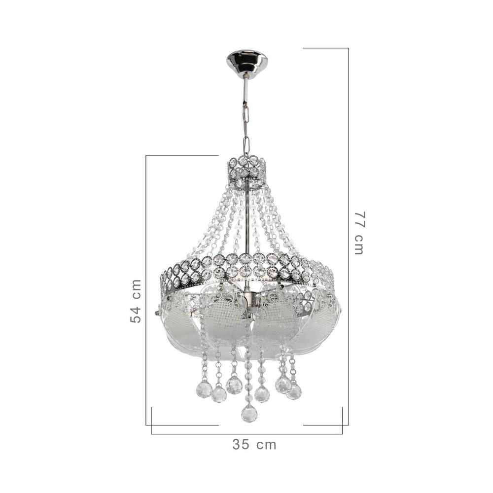 Sare MDL3550 silberne Deckenleuchte, verziert mit Steinen in Glas- und Kristalloptik
