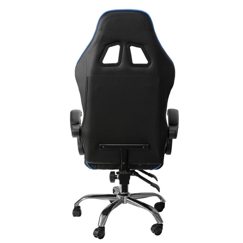 Liegender Büro-Gaming-Stuhl aus Öko-Leder in Blau und Schwarz, 64 x 53 x 123–133 cm