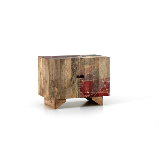 Modernes, mehrfarbiges Sideboard im ethnischen Braun, 81 x 45 x H 75 cm