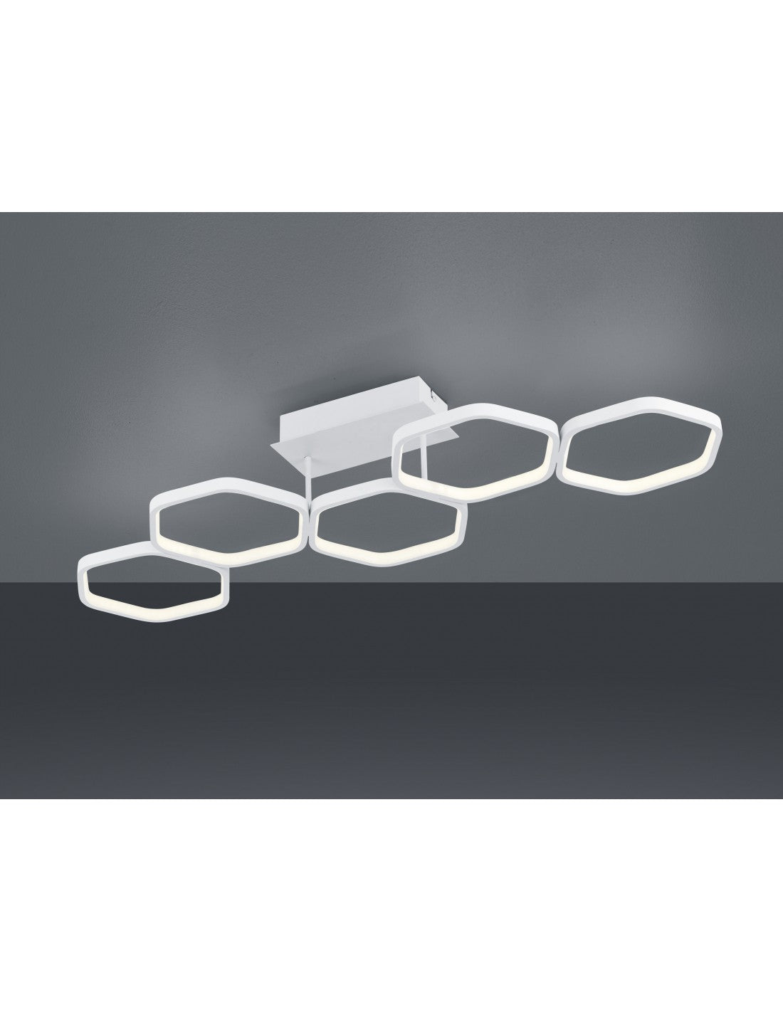 Plafonerin Led Deinbarer Vigo 5 Esagoni L90 cm Bianco Trio Lighting