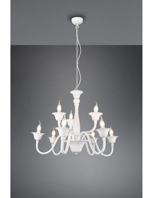 Weißer Esszimmer-Kronleuchter mit 9 Lichtern und Kette Elsa Trio Lighting