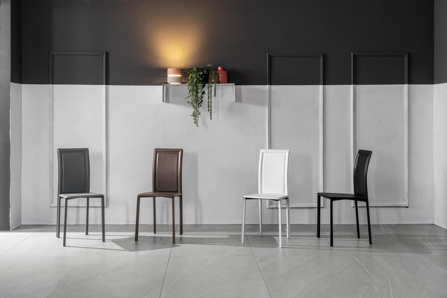 4x Stuhl aus schokoladenfarbenem Kunstleder 41x39x90h cm