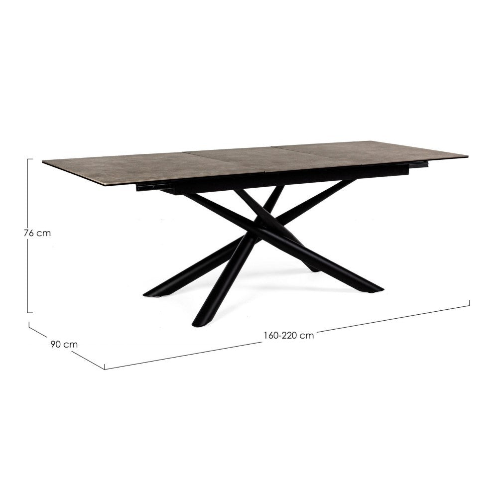 Seyfert ausziehbarer Tisch mit Keramikplatte 160-220x90 cm