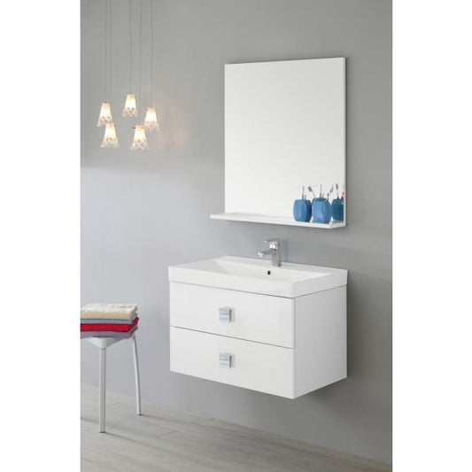Hängende Badezimmerkomposition mit zwei Schubladen Weiß 75x47x h51 cm