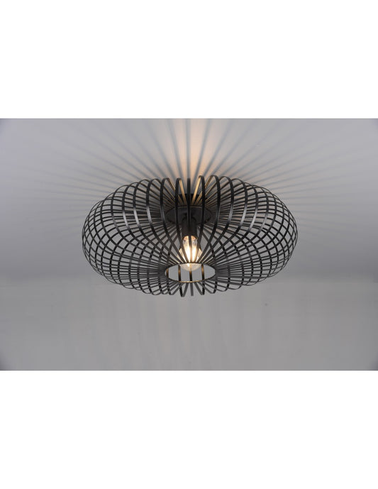 Schwarze offene Käfig-Deckenleuchte Ellipse Schwarz Johann Ø50 cm Trio-Beleuchtung