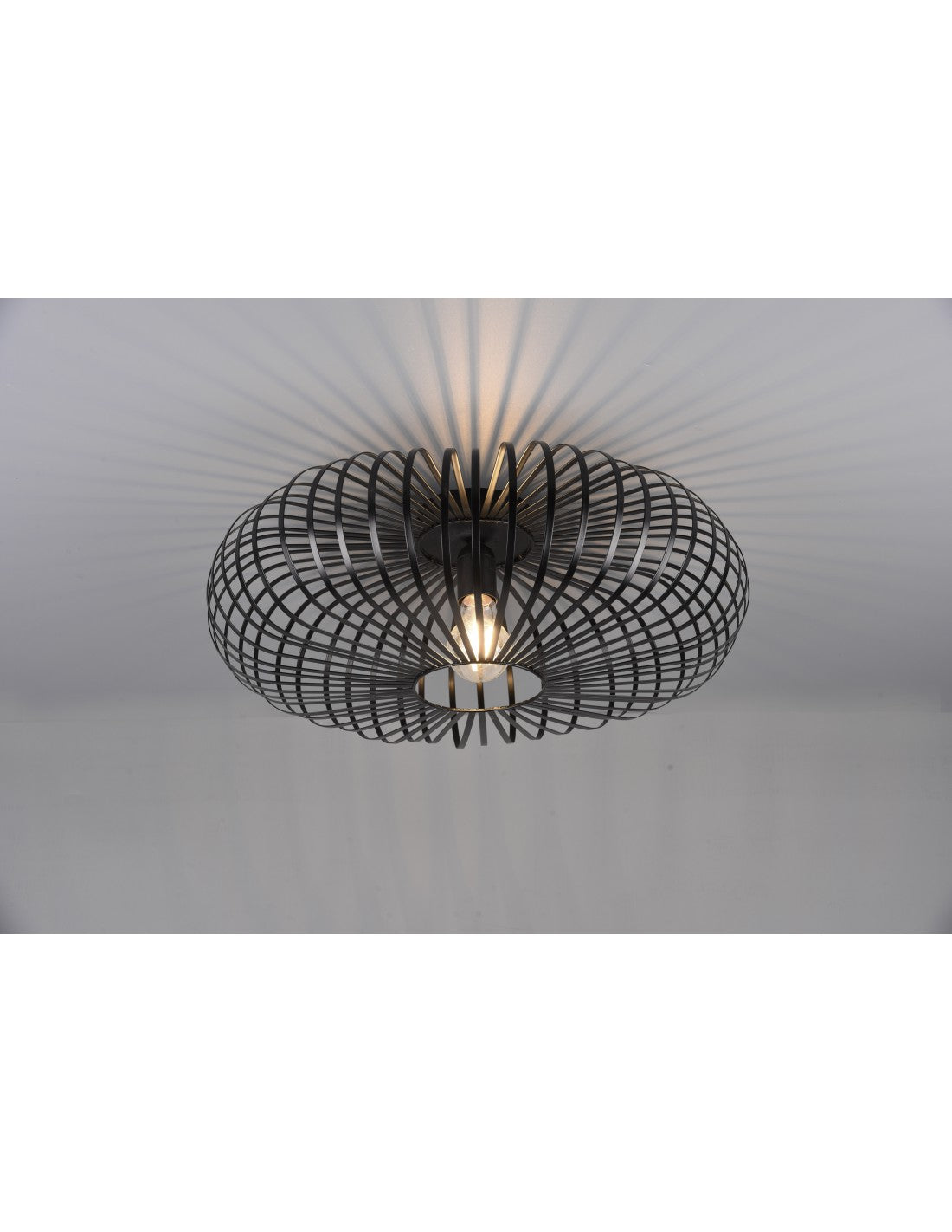 Schwarze offene Käfig-Deckenleuchte Ellipse Schwarz Johann Ø50 cm Trio-Beleuchtung