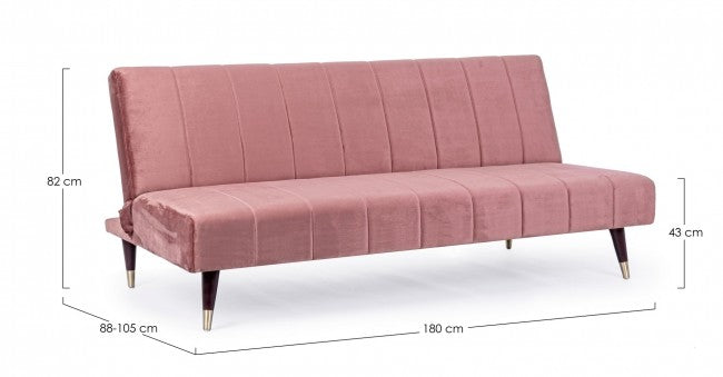 Rosafarbenes Dreisitzer-Schlafsofa