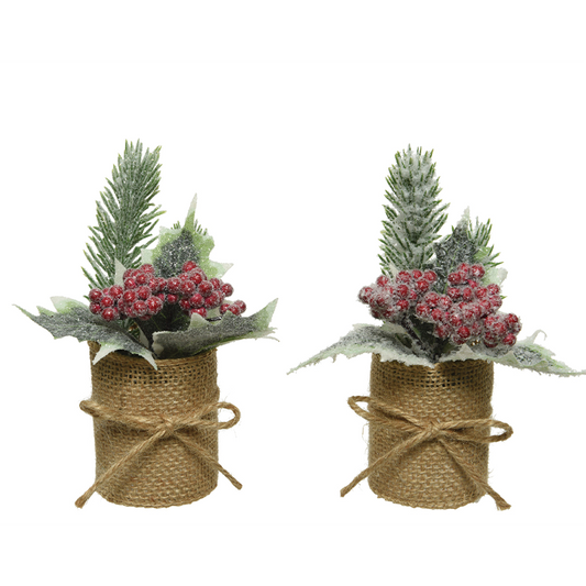 Kleiner Zweig mit schneebedeckter Vase Ø5 x H 15 cm