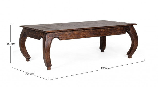 Jaipur-Opium-Couchtisch aus Holz im Fusion-Stil, 130 x 70 cm