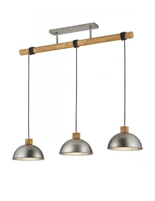 Aufhängung mit 3 Kuppeln aus antikem Nickelmetall Delhi Trio Lighting