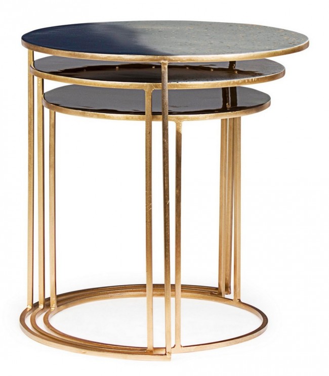 Set mit 3 Couchtischen aus Metall im Atmosphärenstil