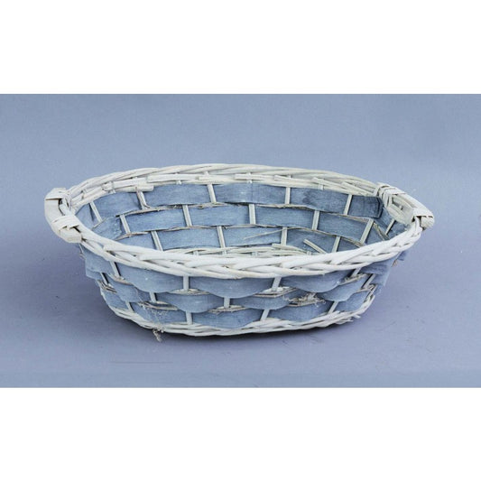 Weißer ovaler Weihnachtskorb 46x37x h14 cm