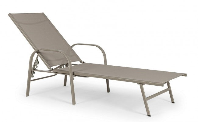 Arent Sonnenliege aus Stahl und mit taubengrauen Armlehnen 195 cm