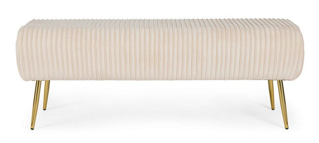 Selena Crema 2-Sitzer-Bank aus Samt, 129 x 45,5 x 48 cm