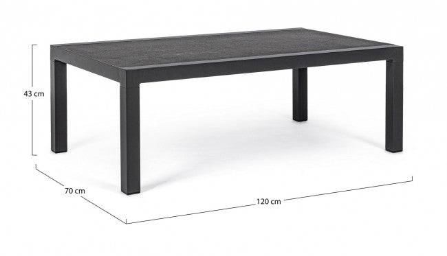 Kledi Couchtisch aus anthrazitfarbenem Aluminium 120x70x43h cm