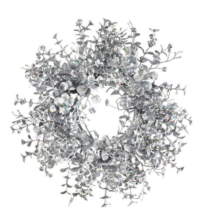 6x Krone von Eukalyptus D25 Glitzer Silber