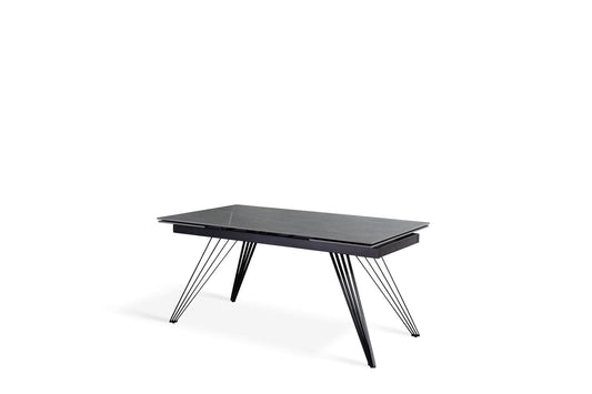 Ausziehbarer mattgrau-schwarzer Tisch 90 cm x 160-240 cm cm H. 76 cm