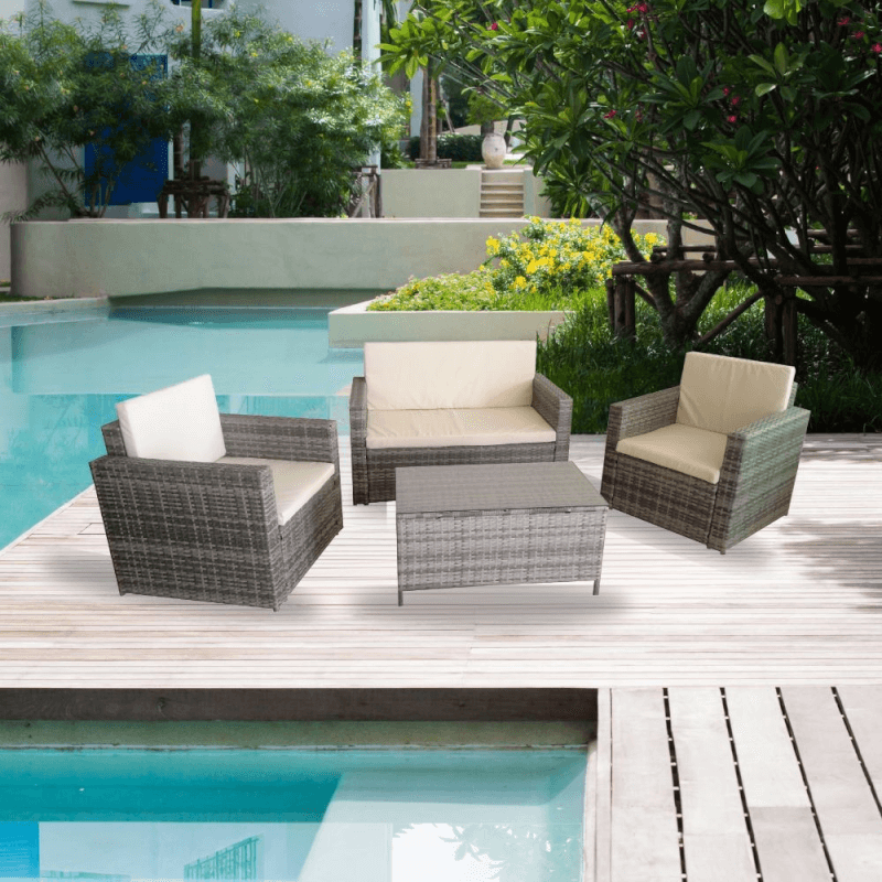 Gartenlounge WRS066G graues Rattan WRS066G