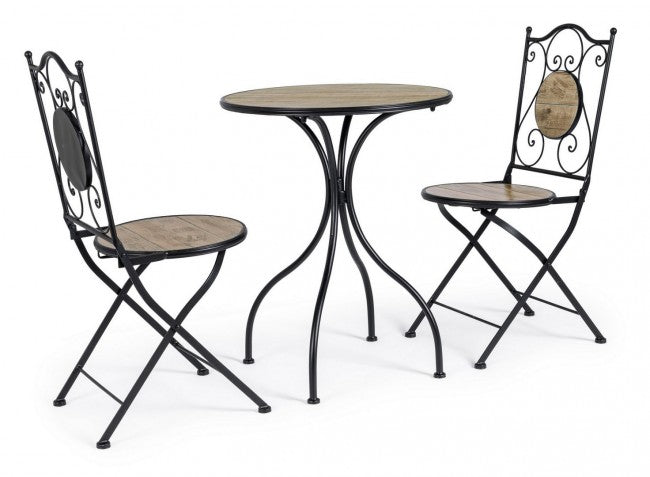Set aus 3 Klapptischen und 2 Stühlen Kansas