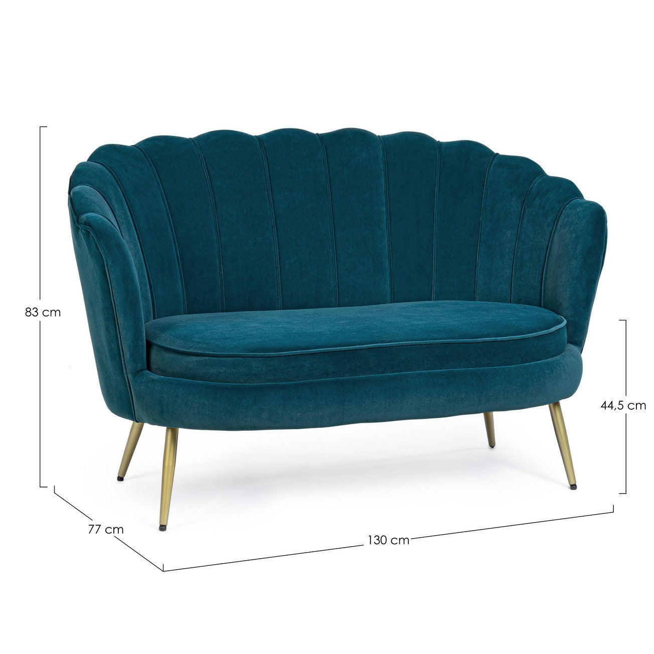 Giliola 2-Sitzer-Sofa in Blau mit Samteffekt
