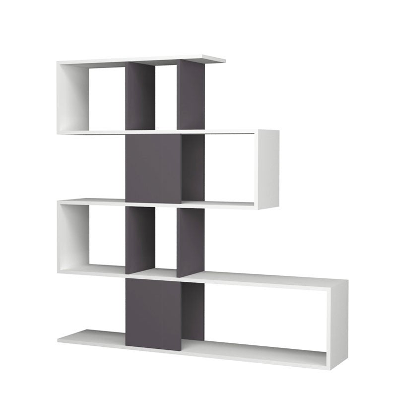Regale-Bibliothek 4 Ebenen 9 Weiß Grau 145x29xh.145 cm Fett