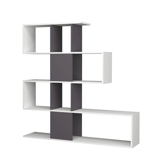 Regale-Bibliothek 4 Ebenen 9 Weiß Grau 145x29xh.145 cm Fett
