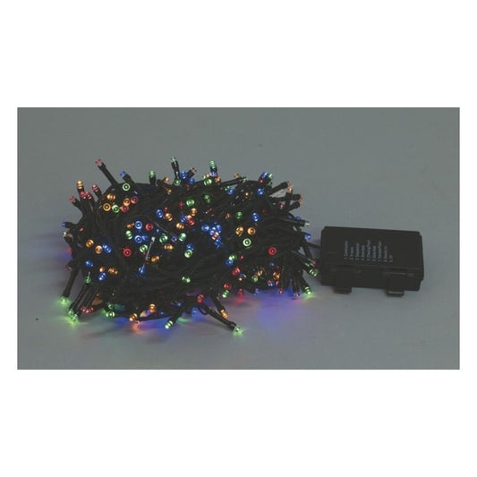 Batteriebetriebene Weihnachtslichterkette mit 60 warmweißen LEDs, 410 cm lang mit 50 cm Verlängerung, 2 W Leistung und 8 verschiedenen Lichtfunktionen.