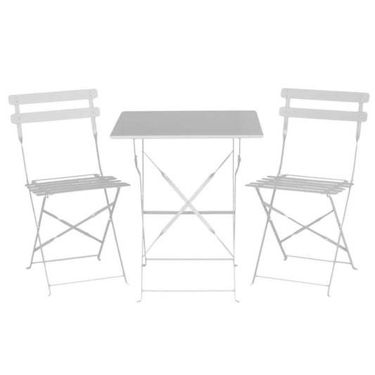 Tisch und 2 Stühle aus weißem Rimini-Metall