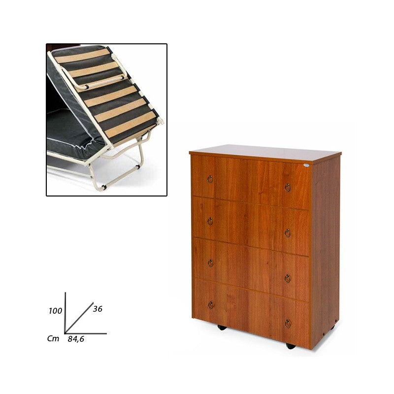 Klappbares orthopädisches Bettgestell in der Farbe Nussbaum antik, H. 100 x 85 x 36 cm