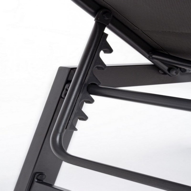 Hohe Aluminium-Sonnenliege mit Rädern Hilde Anthrazit 32h cm