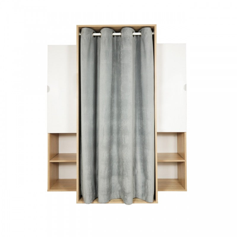 Kleiderschrank aus Eichenholz mit Türen und Kleiderbügel für Kabine oder Schlafzimmer